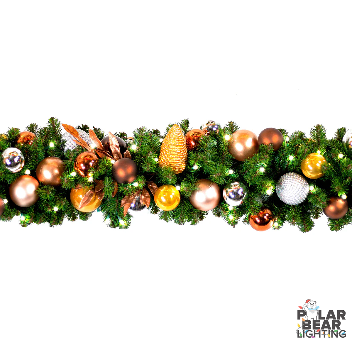 10 ft pre decorated garland polar bear lighting