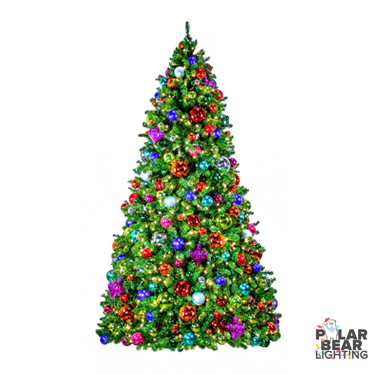 12 ft multi color pop pre decorated christmas tree polar bear lighting